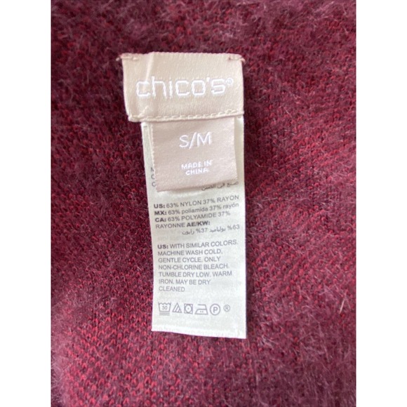 CHICOS Soft Fuzzy Jacquard Knit Open Front Kimono Poncho Cardigan Size S/M - Picture 4 of 4